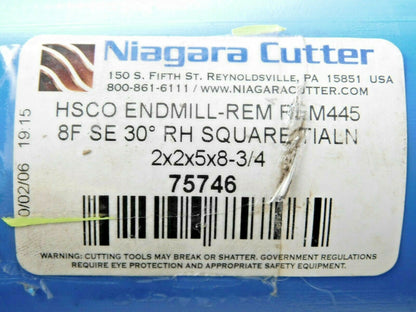 Niagara Cobalt Roughing End Mill TiAlN RH 2" Dia x 5" LOC x 8-3/4&quot