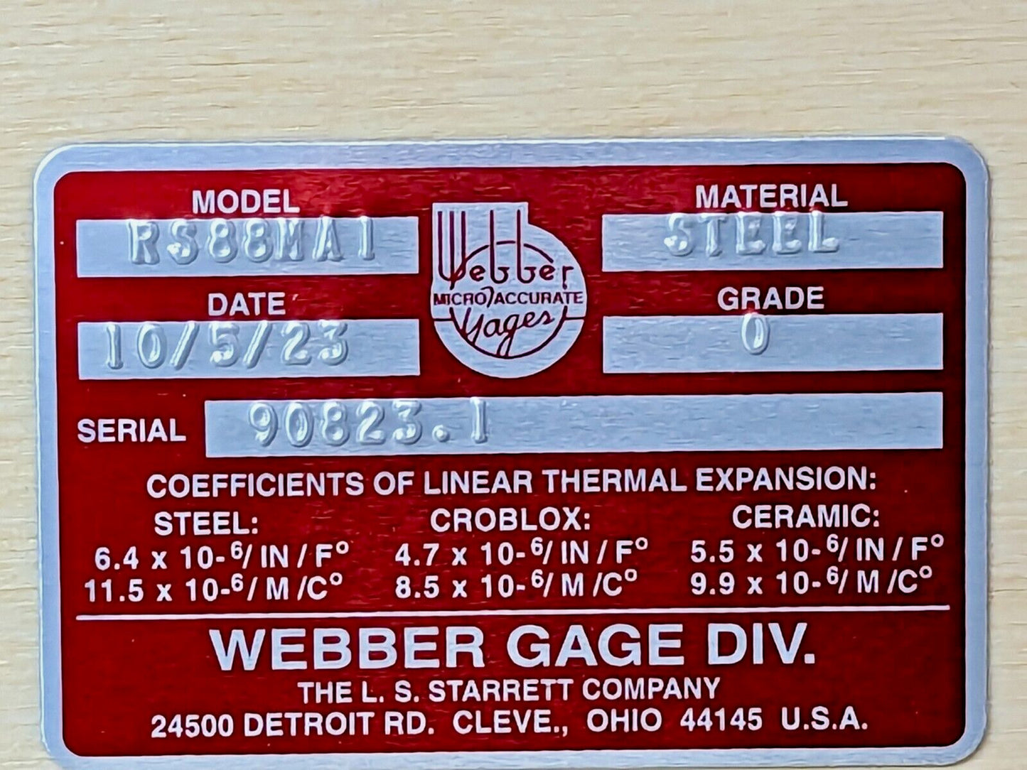 Starrett Webber 88 Pcs Gage Block Set Rectangular Steel Metric Grade 0 RS88.MA1