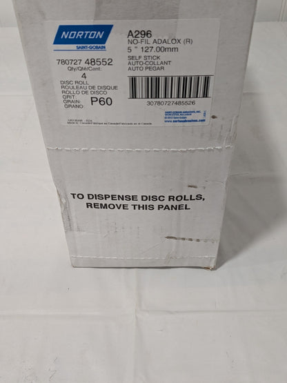 NORTON PSA Disc: 5″ Disc Dia, 60 Grit, Aluminum Oxide Box of 4 78072748552