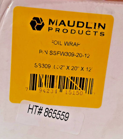 Maudlin Stainless Steel Tool Wrap 20"W 0.0020"Th 12'L SSFW309-20-12
