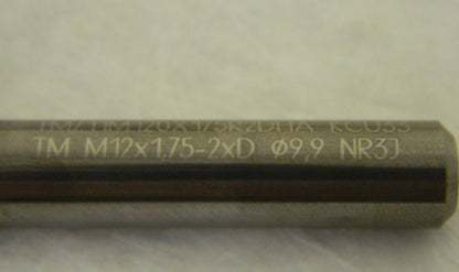 Kennametal M12x1.75 Internal 4-Flute Solid Carbide Helical Flute Thread  4135580