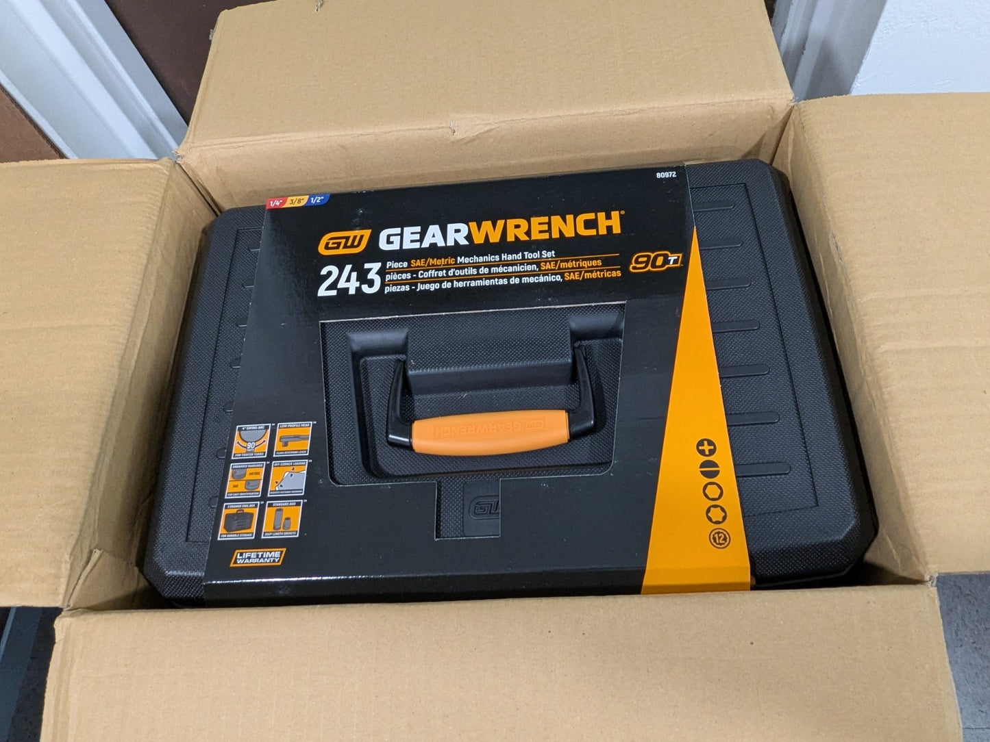 GEARWRENCH 243 Piece 12 Point Mechanics Tool Set W/3 Drawer Storage Box 80972