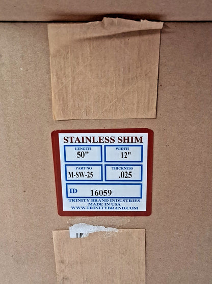 Trinity Stainless Steel Shim Stock Roll .025" x 12" x 50" 302/304 M-SW-25