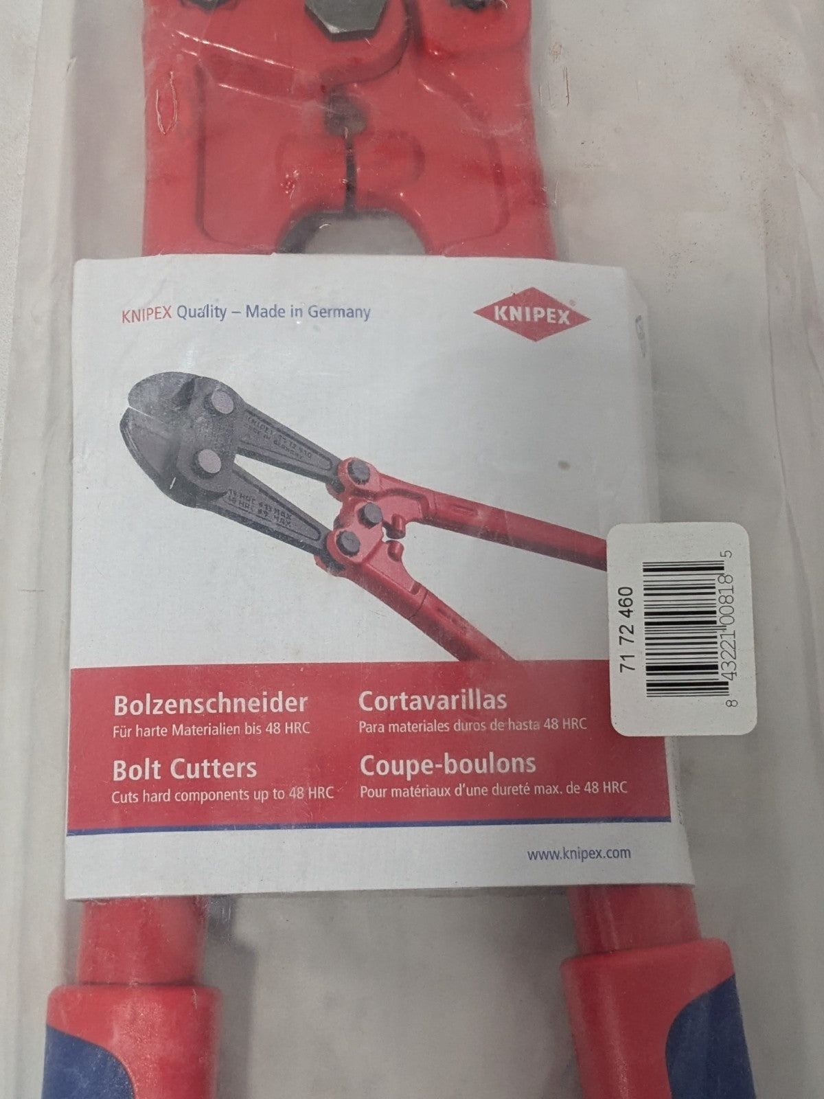 Knipex Cutting Pliers: Cutter Type: Bolt Cutter, 18" OAL 71 72 460