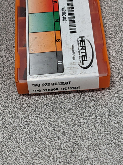 HERTEL Turning Insert: TPG222 HC1250T, Solid Carbide Qty 10 1002431