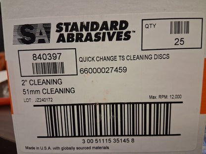 Standard Abrasives Quick Change TSM Cleaning Discs 25pcs 840397