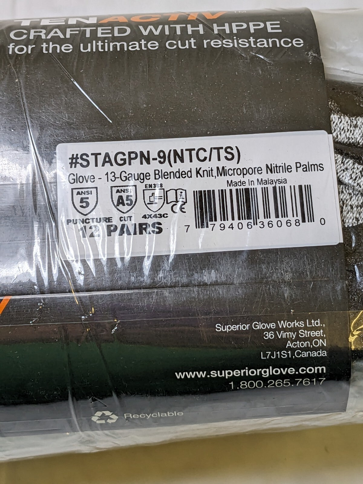 Superior Glove 13-Gauge Blended Knit, Sz 9 Qty 12 Pairs STAGPN-9