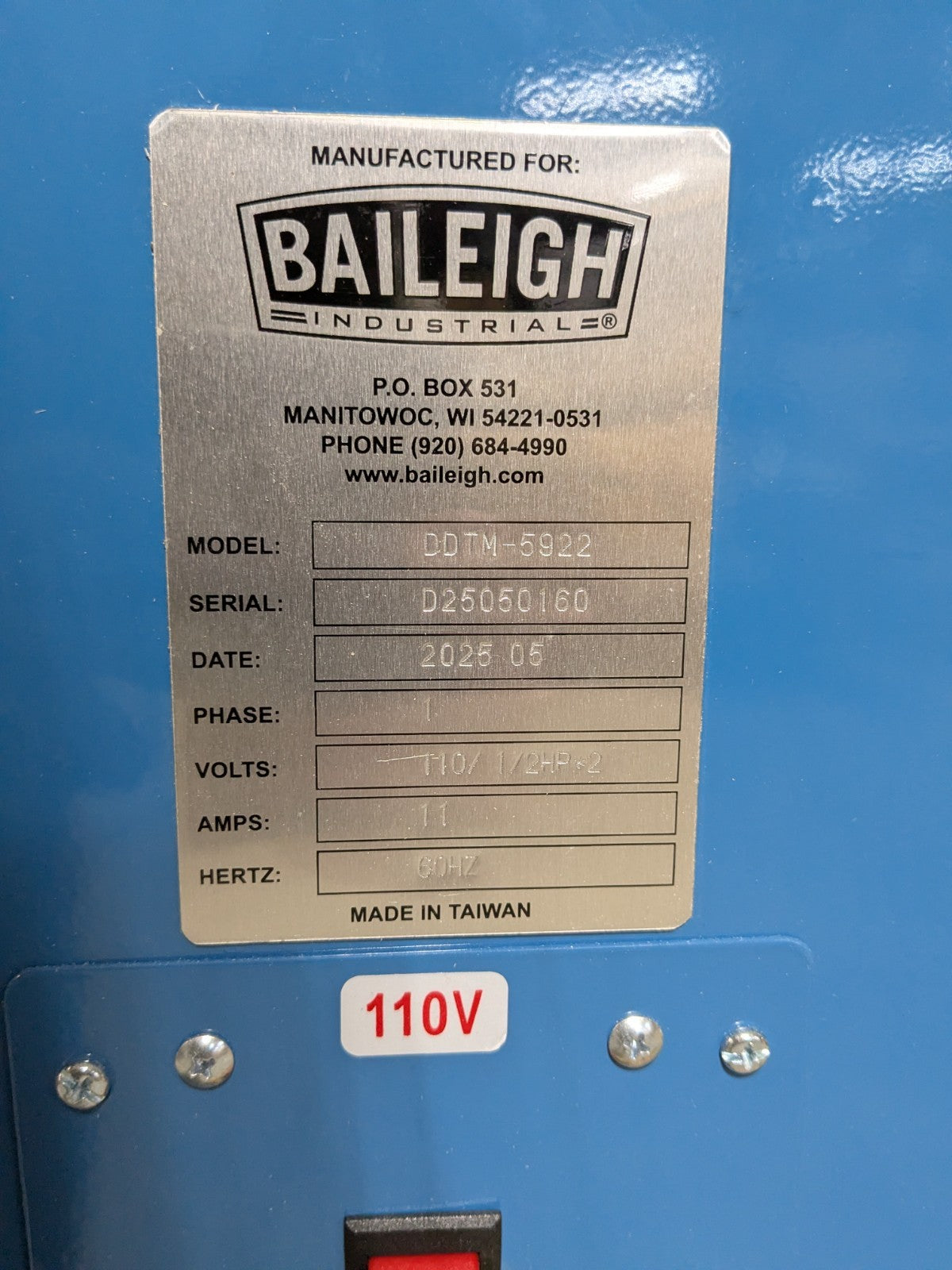 Baileigh Industrial Downdraft Table 59" x 22" Work Area 1790 CFM Dual Motor USED