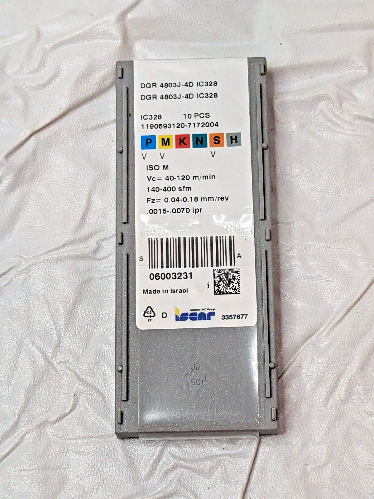 Iscar Carbide Cutoff Inserts TiN/TiCN DGR 4803J-4D IC328 QTY 10 6003231