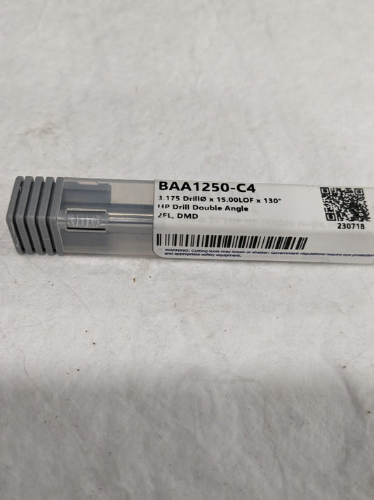 HARVEY TOOL Jobber Drill: 1/8″ Dia, 130 deg Point, Solid Carbide BAA1250-C4