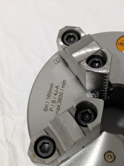 Hertel Manual Lathe Chuck: 6", 4 Jaw, Self-Centering 97019012