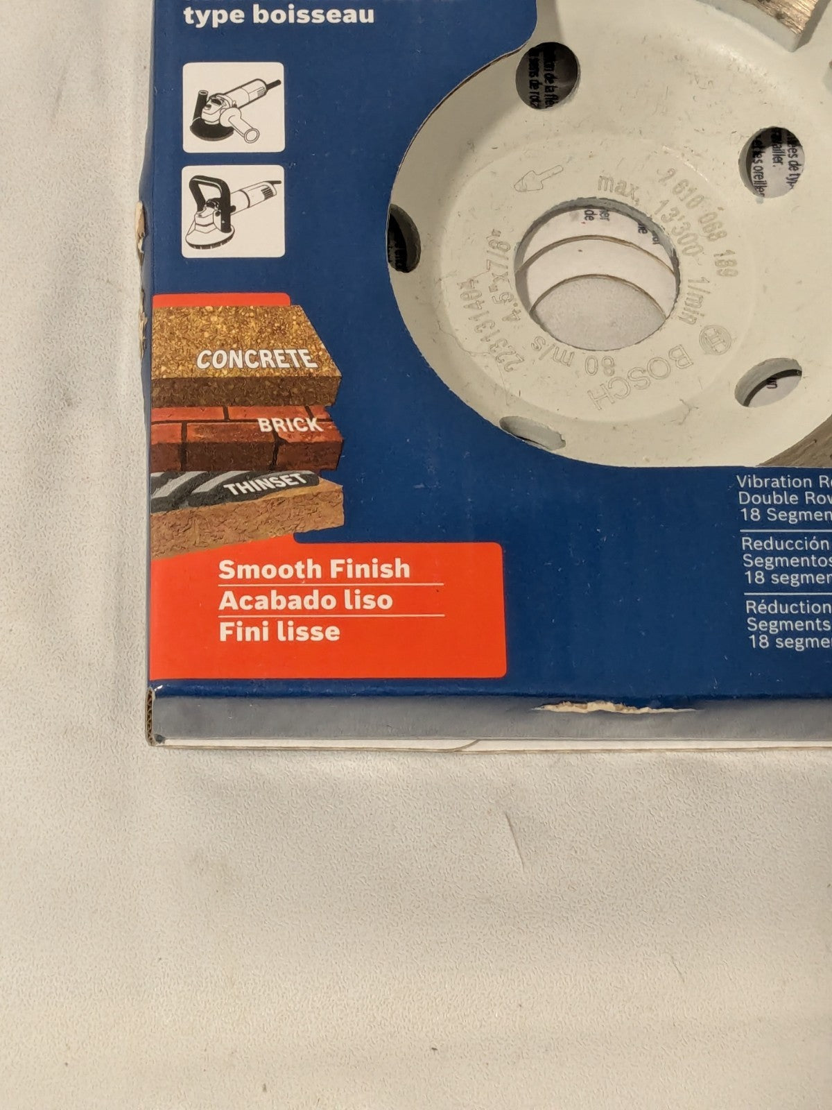 BOSCH 4-1/2" Double Row Segmented Diamond Cup Wheel for Concrete DC4518