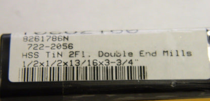 MHC Double Square End Mills 1/2" x 13/16" x 3-3/4" TiN 2FL HSS 72