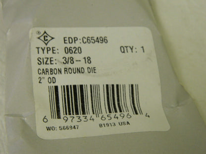 Cle-Line 3/8-18 NPT x 2" OD Round Non-Adjustable Pipe Die  C65496