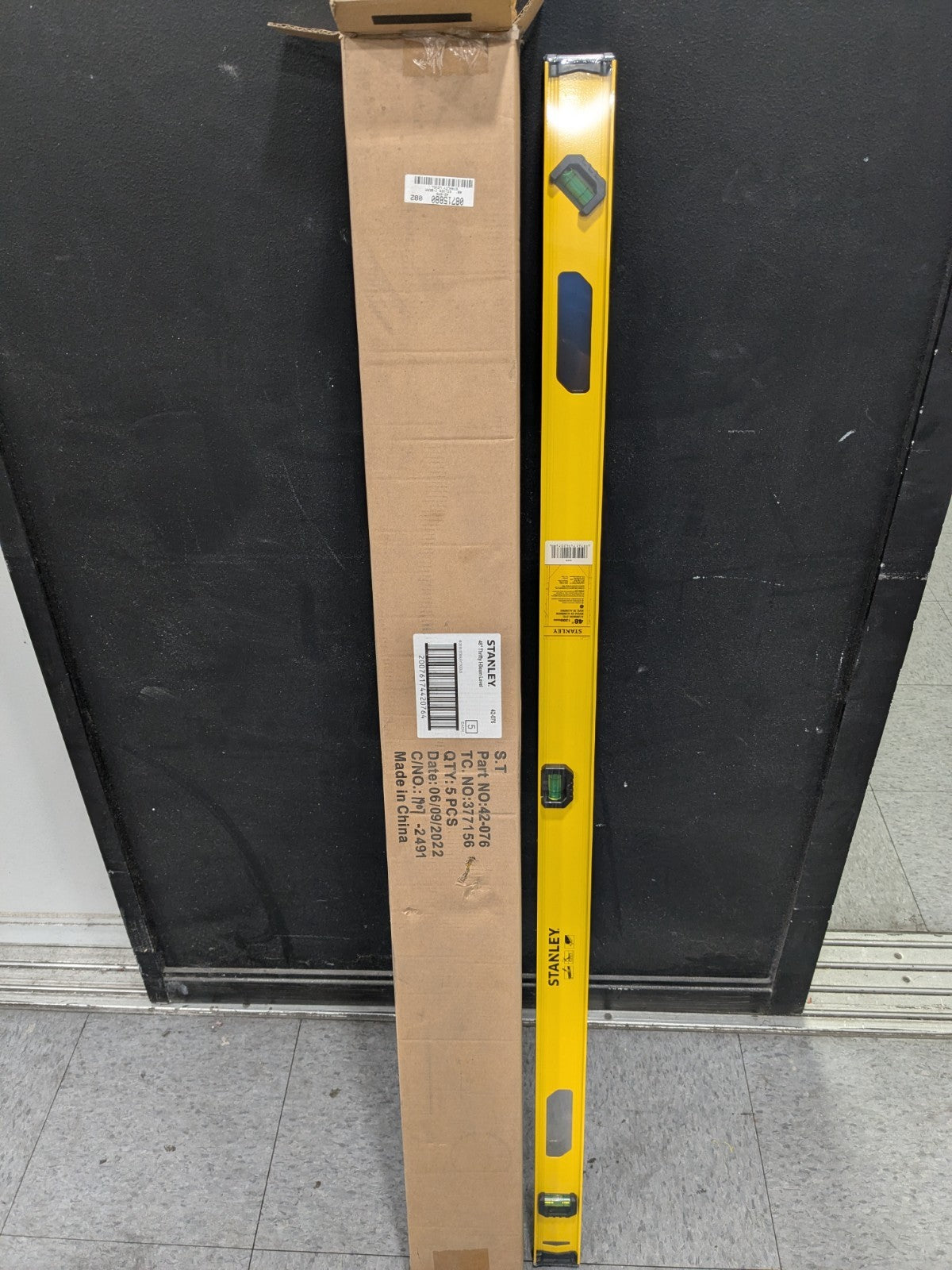 Box of 5 Stanley 48" Long 3 Vial I-Beam Level 42-076