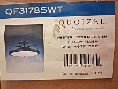 Quoizel Western Bronze Flush Mount Light 1 Light 15" QF3178SWT