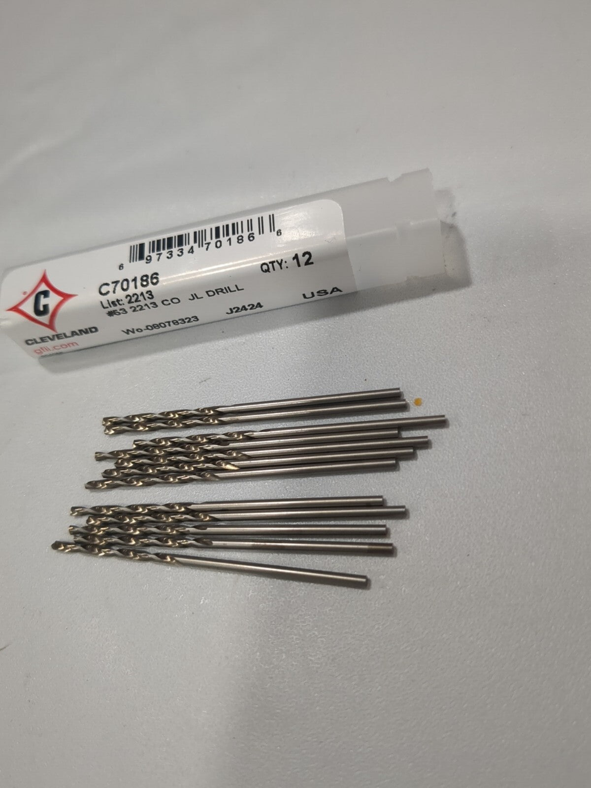 CLEVELAND 12pk Jobber Length Drill Bits #53 0.0595 Dia 135 deg Cobalt C70186