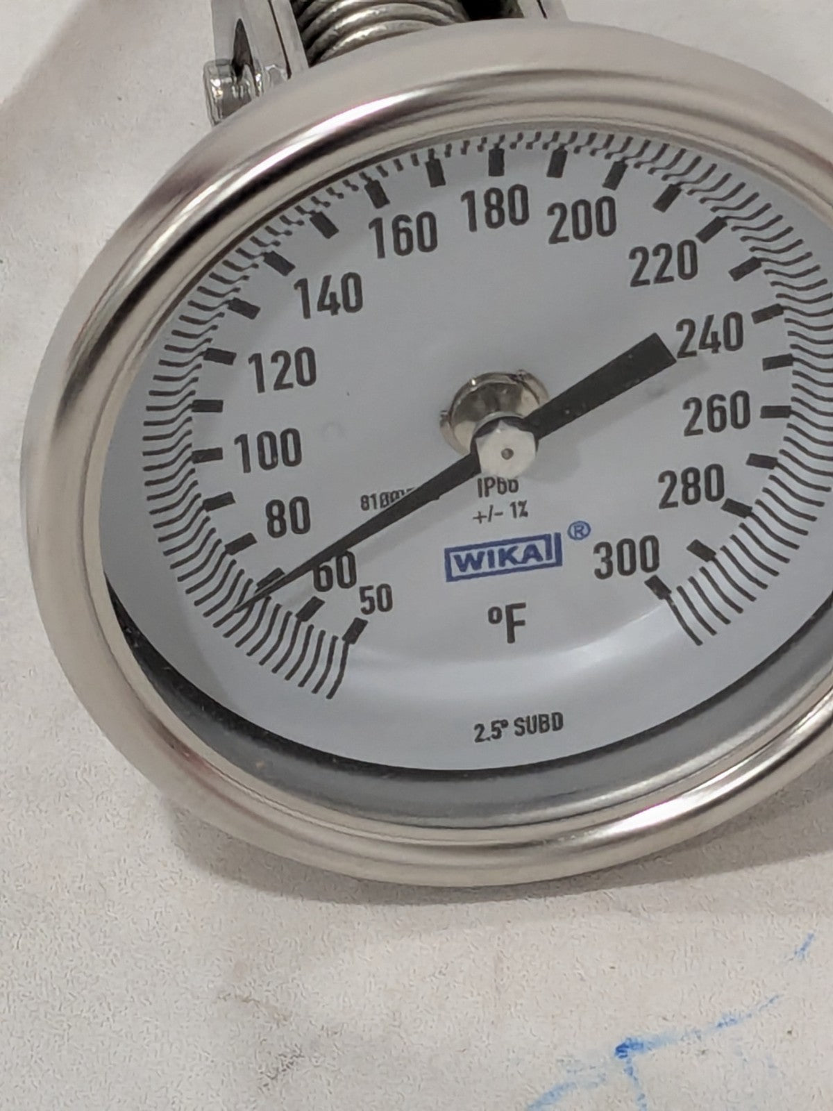 Wika Bimetal Dial Thermometer: 50 to 300 ° F, 2-1/2" Stem Length 52888398