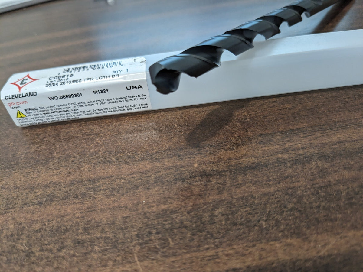 CLEVELAND Taper Length Drill Bit: Series 2510, 25/64 Dia, 118 ° HSS C08815