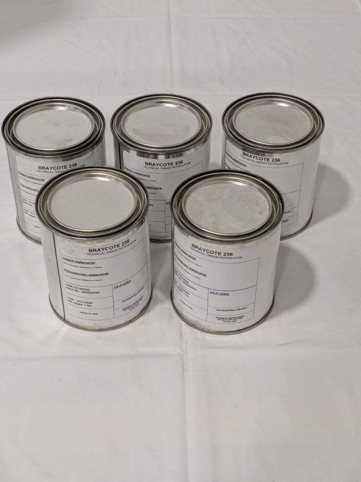 Braycote VV-P-236A PETROLEUM LUB GREASE QTY 5 27058-APCZ