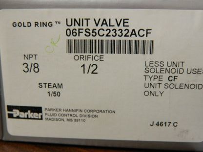 Parker 3/8" Port Brass Two-Way Piloted Diaphragm Solenoid Valve 06FS5C2332A