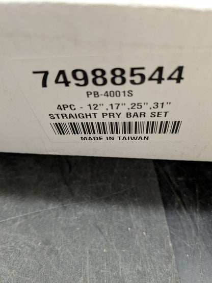 4 Pc Straight Pry Bar Set 12", 17", 25" & 31" PB-4001S