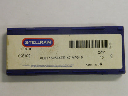 Stellram Carbide Milling Inserts ADLT150564ER 47 Grade MP91M QTY 10  026102