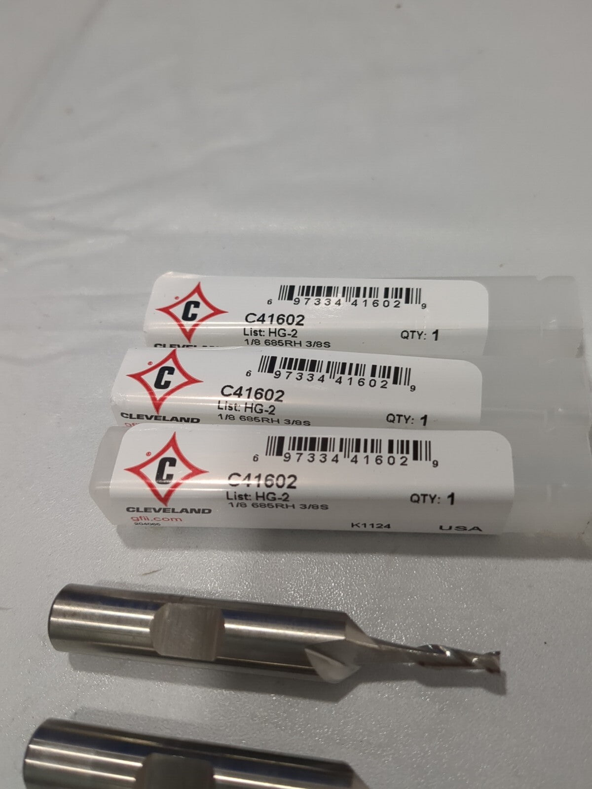 CLEVELAND 3pc Square End Mills: 1/8" Dia 2 Fl HSS C41602