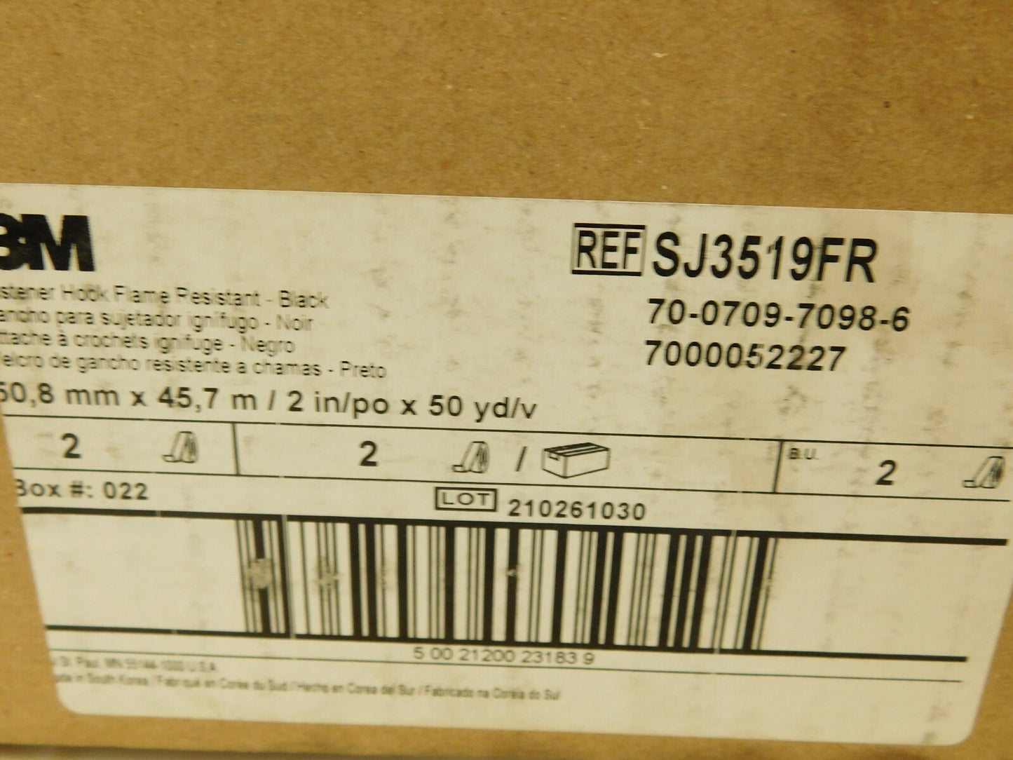 2 Rolls of 3M Black Reclosable Fastener 2" W x 50 yd SJ3519FR 7000052227