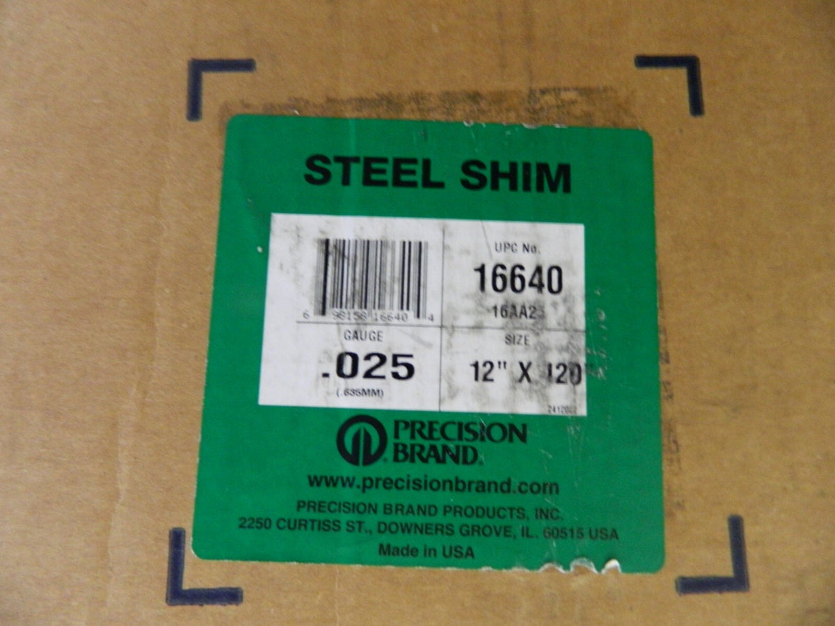 Shim Stock: 0.025'' Thick, 120'' Long, 12" Wide, 1010 Low Carbon Steel 16640