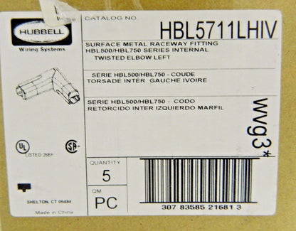 Hubbell Wiring Device-Kellems Raceway Elbow Ends 2.98"x 0.94" Qty 10 HBL5711LHIV