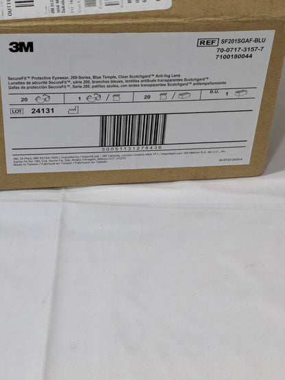 3M Safety Glasses Anti-Fog/Scratch-Resistant Polycarbonate Box of 20 7100180044