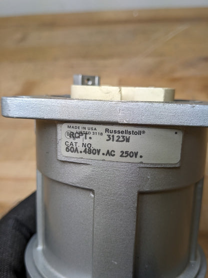 Russelstoll 3123W Receptacle w/ Junction Box 60 Amp 480 VAC 3-Pole 3-Wire