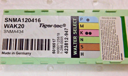 Walter Valenite Carbide Turning Insert SNMA434 Grade WAK20 Qty. 10 #5016517