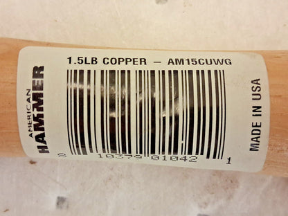 American Hammer Dead Blow Hammers 1.5 lb Head 1-3/8" Face Dia Copper AM1.5C