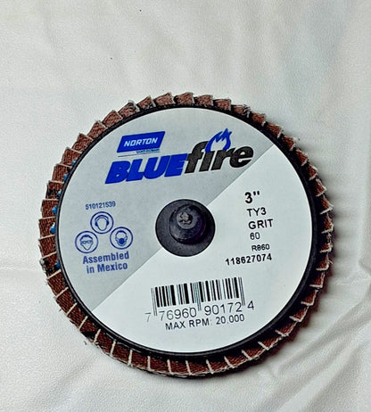 Norton Alumina Flat Coated Coarse Grad Flap Disc 3" Dia Zirconia  10Qty 685