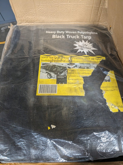 Tarp/Dust Cover: Black, Polyethylene, 16' Long x 12' Wide, 11 to 12 mi
