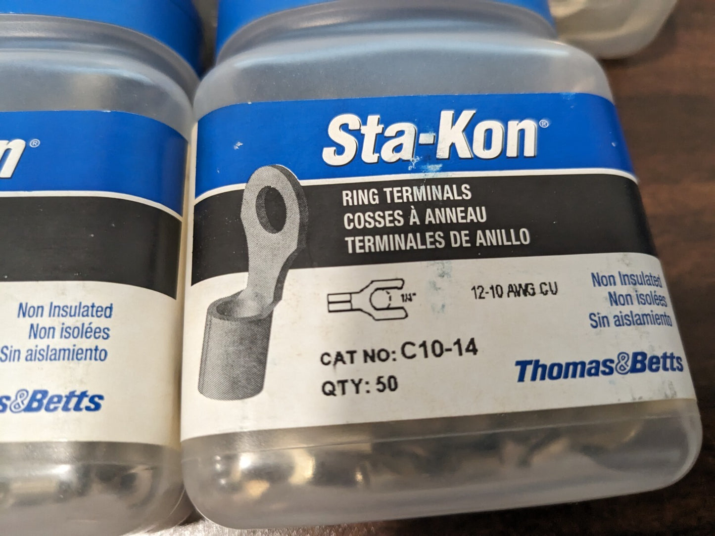 THOMAS & BETTS D 250pc Shaped Ring Terminal Non-Insulated12 to 10 AWG C10-14