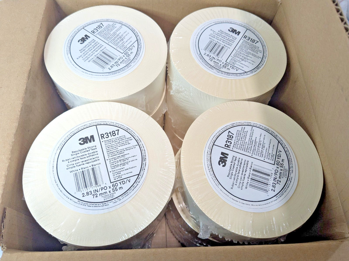 3M R3287 Repulpable Strong Single Coated Tape White 72mm X 55m QTY 12 7100028052