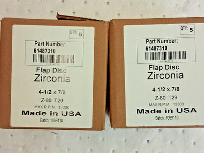 CGW Abrasives Flap Discs QTY10 4-1/2" Dia 7/8" Hole Zirconia Alumina 29445RWB