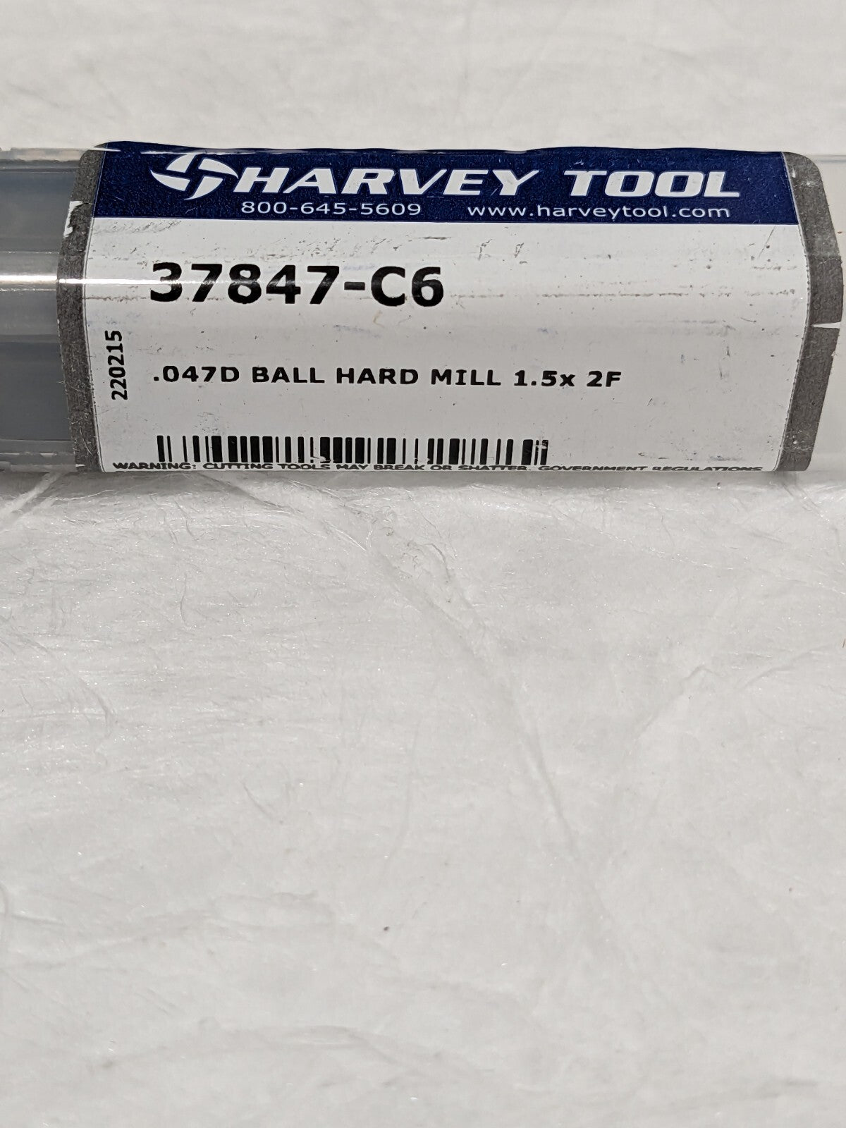 HARVEY TOOL Ball End Mill: 3/64" Dia, 0.0380" LOC, 2 Flute 37847-C6