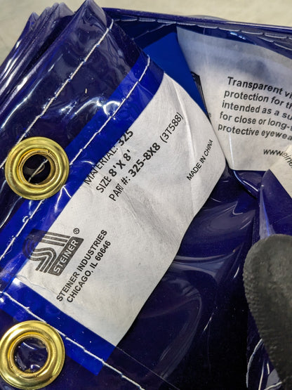 Steiner ArcView Welding Curtain 8 Ft. x 8 Ft. Blue Transparent Vinyl 325-8X8