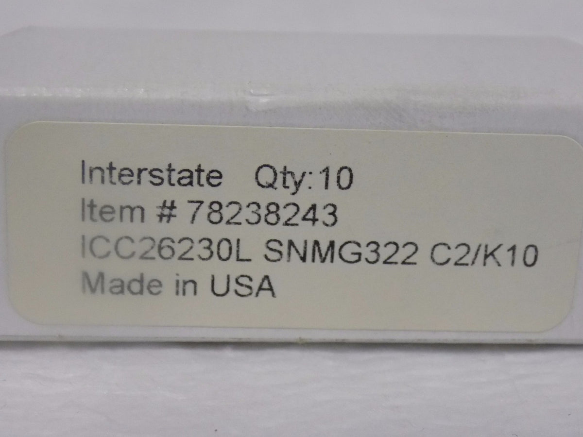 Interstate Carbide Turning Inserts SNMG322 Grade I22 #78238243
