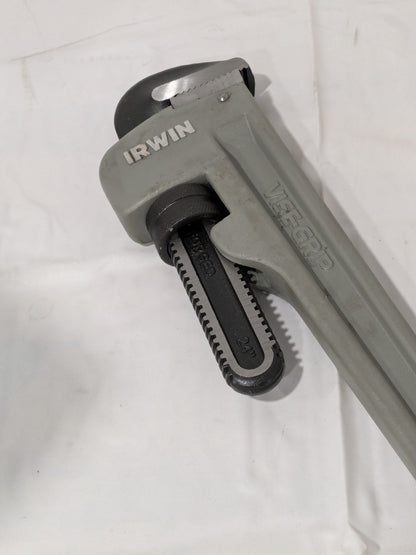 Irwin Straight Pipe Wrench: 3" Jaw Capacity, 24" OAL, Aluminum 2074124