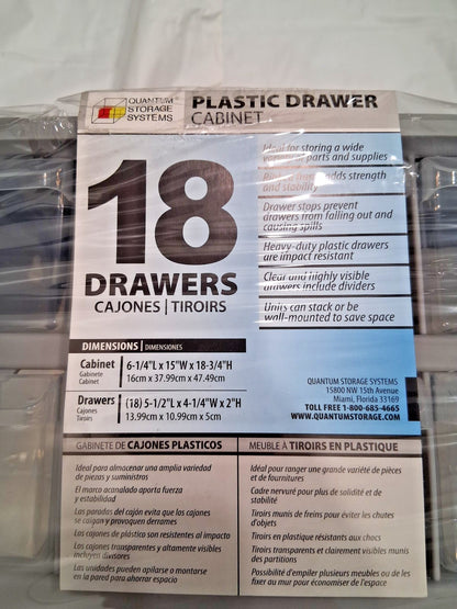 Quantum Storage Small Parts Drawer Cabinet System 18 Drawer PDC-18BK