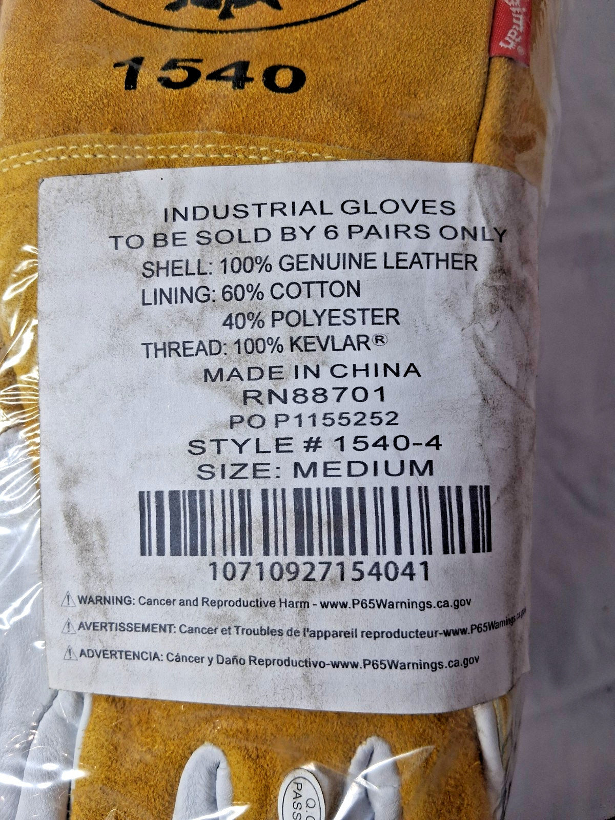 PIP Welding Gloves QTY6 Size M Goatskin Leather & Split Cowhide Leather 1540-4
