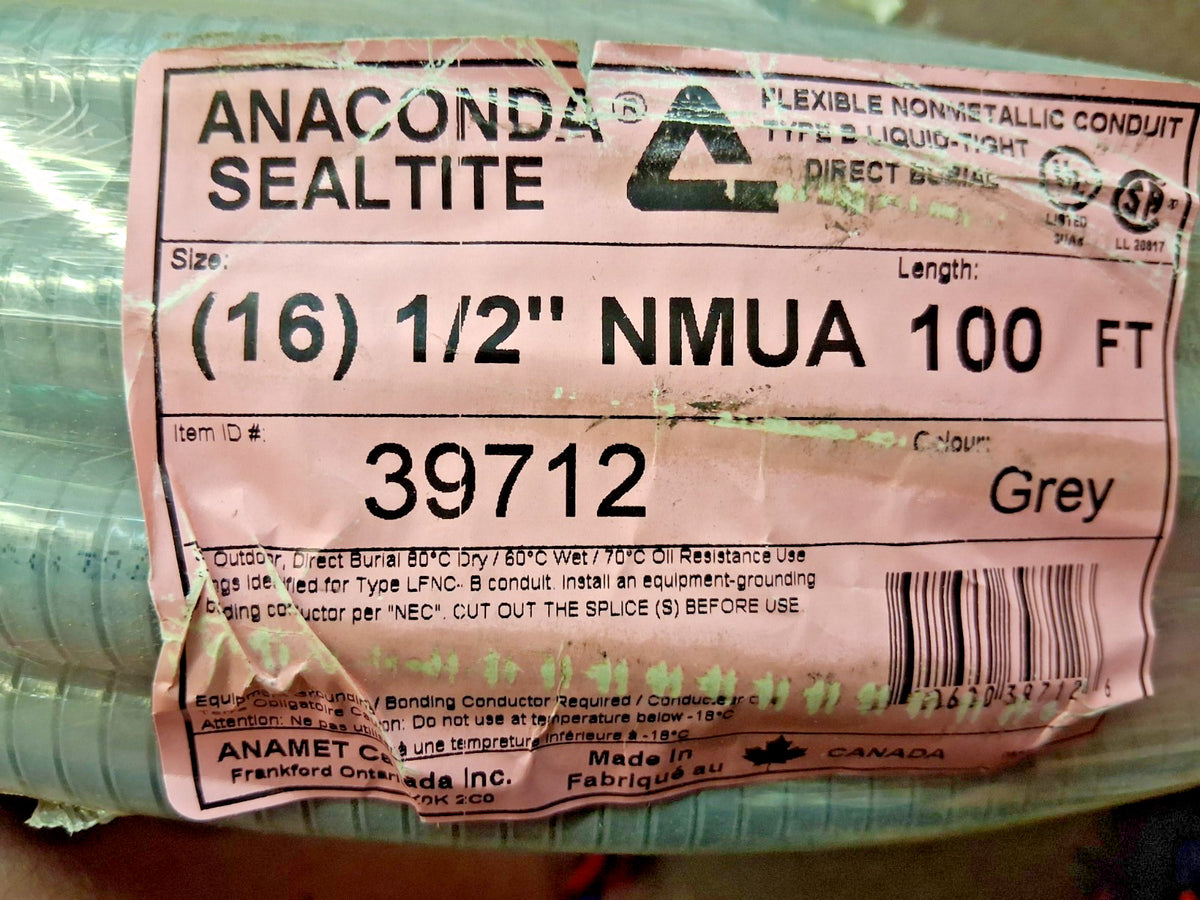 Anaconda Sealtite Flexible Liquidtight Conduit 1/2" Trade Size 100ft Long 039712