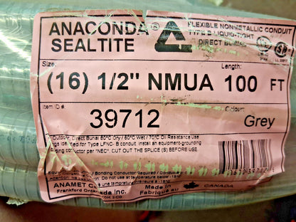 Anaconda Sealtite Flexible Liquidtight Conduit 1/2" Trade Size 100ft Long 039712