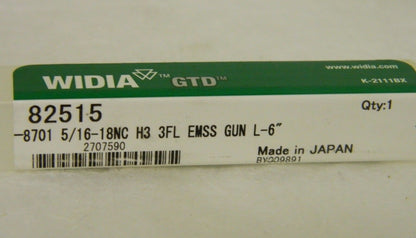 Widia GTD Spiral Point Tap 5/16-18 UNC H3 3FL HSS QTY 2 82515