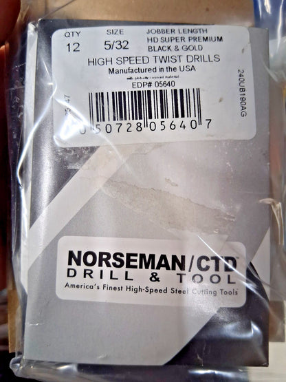 Norseman/CTD Drill & Tool Jobber Length Drill Bits QTY12 5/32" 300SBTA 5/32